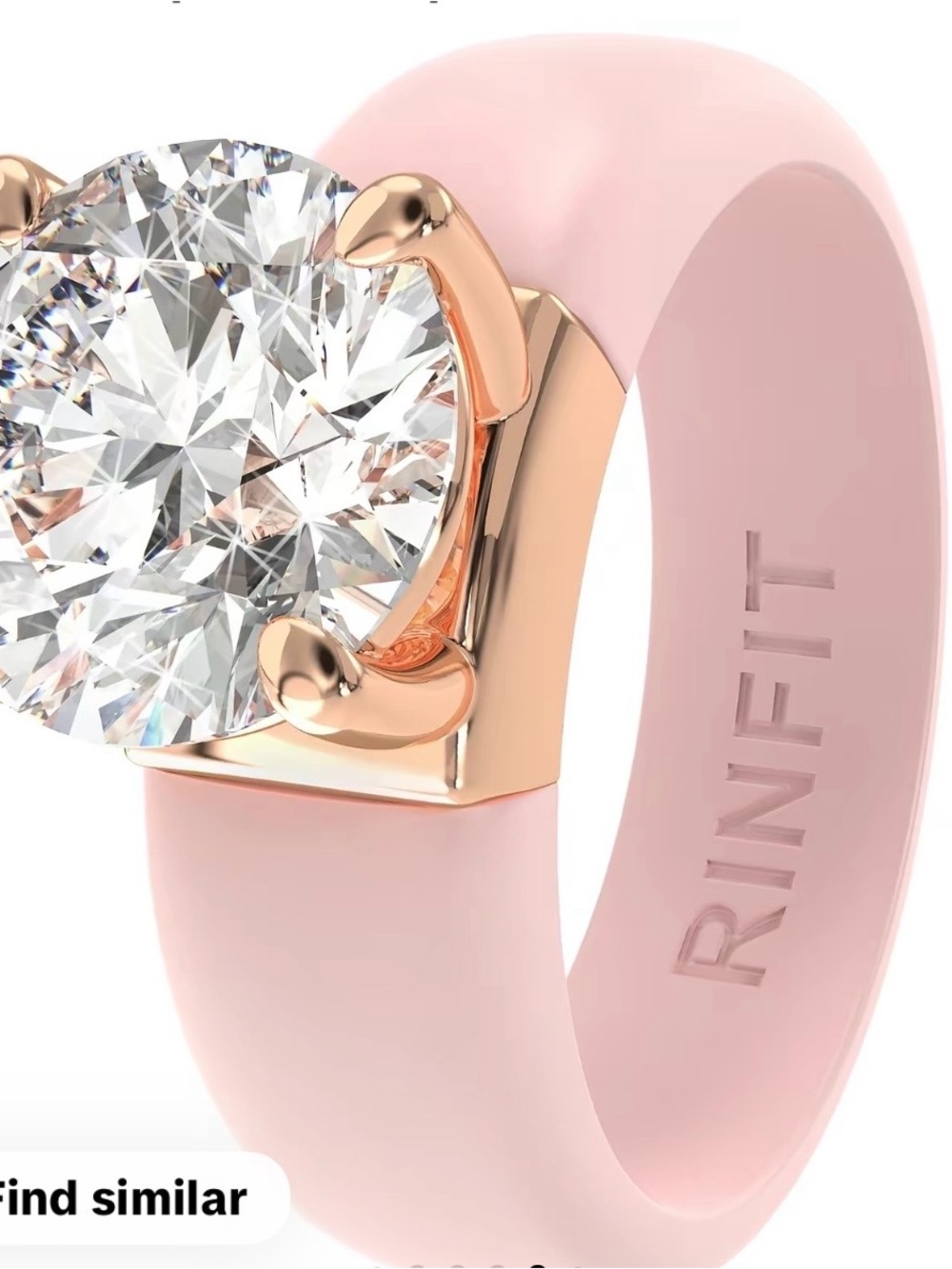 Rinfit Pink Silicone Solitaire Ring with Round Cubic Zirconia